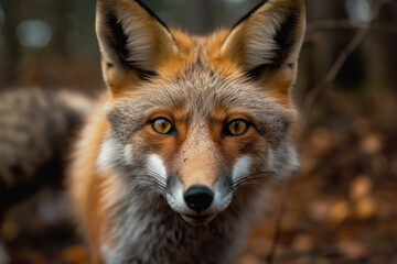 beautiful red fox looking at the camera. - obrazy, fototapety, plakaty