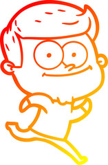 warm gradient line drawing cartoon happy man