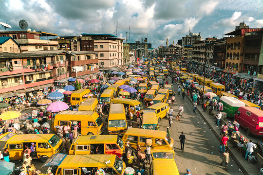 Busy street Lagos, Nigeria