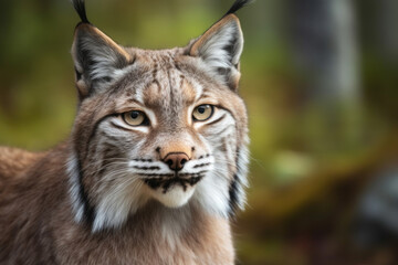 Fototapeta premium Beautiful and strong lynx looking at the camera.