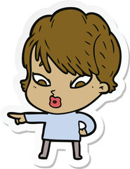 sticker of a cartoon woman