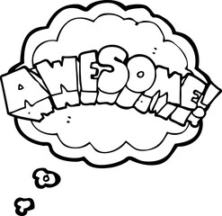 thought bubble cartoon word awesome