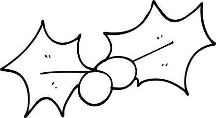 line drawing cartoon christmas holly