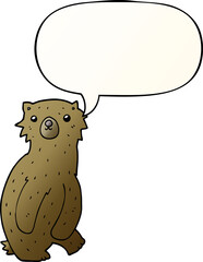 cartoon bear and speech bubble in smooth gradient style
