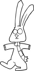 black and white cartoon rabbit