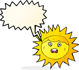 sun cartoon character with speech bubble