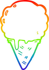 rainbow gradient line drawing cartoon ice cream
