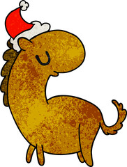 christmas textured cartoon of kawaii horse