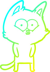 cold gradient line drawing cartoon cat