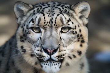 Fototapeta na wymiar snow Leopard looking at the camera.
