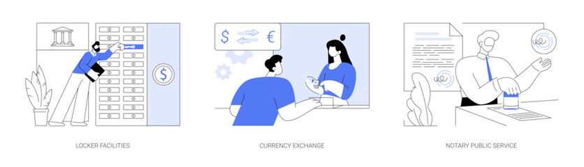 Commercial bank services abstract concept vector illustrations.