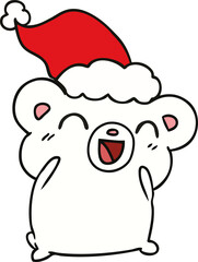 christmas cartoon of kawaii polar bear