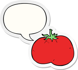 cartoon tomato and speech bubble sticker