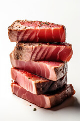 Stack of Seared Tuna Steak with Freshly Ground Black Pepper, Generative AI