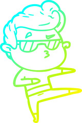 cold gradient line drawing cartoon cool guy