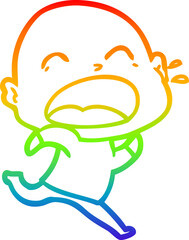 Obraz premium rainbow gradient line drawing cartoon shouting bald man