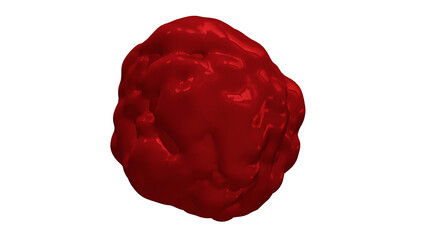 Exploding liquid sphere. Blood drops. Red sphere bursting. Blood splatter effect. 3d render illustration. Isolated. 