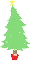 Fototapeta na wymiar flat color style cartoon christmas tree