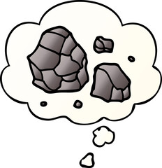 cartoon rocks and thought bubble in smooth gradient style