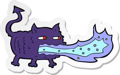 sticker of a cartoon fire breathing imp
