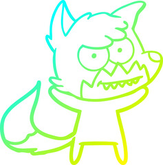 cold gradient line drawing cartoon grinning fox