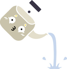 flat color retro cartoon pouring kettle