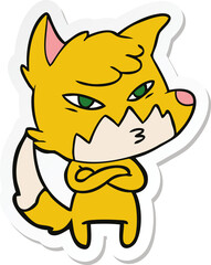sticker of a clever cartoon fox