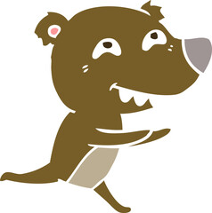 flat color style cartoon bear running