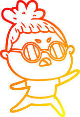 warm gradient line drawing cartoon annoyed woman