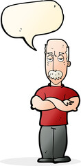 cartoon angry man with mustache with speech bubble