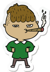 sticker of a cartoon man smoking