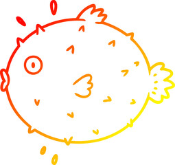 warm gradient line drawing cartoon puffer fish © lineartestpilot