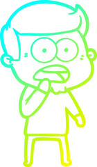 cold gradient line drawing cartoon shocked man