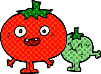 cartoon doodle happy tomatoes