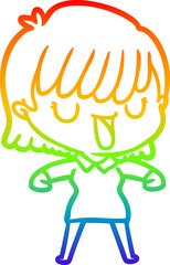 rainbow gradient line drawing cartoon woman