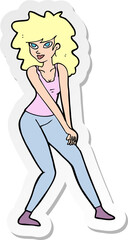 sticker of a cartoon woman posing