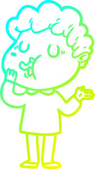 Obraz premium cold gradient line drawing cartoon man singing