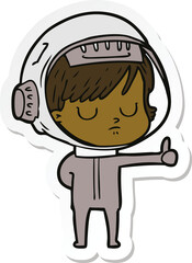 sticker of a cartoon astronaut woman