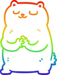 rainbow gradient line drawing cartoon bear
