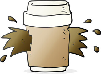 cartoon exploding coffee cup