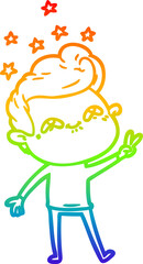 rainbow gradient line drawing cartoon excited man