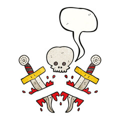 speech bubble textured cartoon dagger tattoo