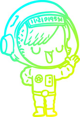 cold gradient line drawing cartoon astronaut woman