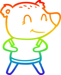 rainbow gradient line drawing friendly bear cartoon