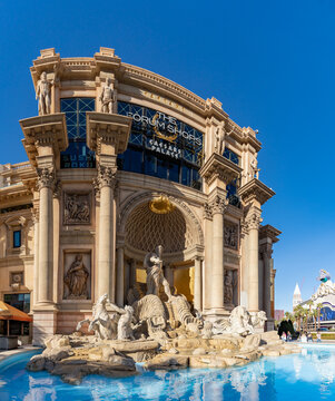 Las Vegas, United States - November 24, 2022: A picture of the Caesars Palace Trevi Fountain.