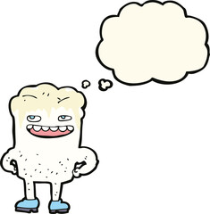 cartoon bad tooth with thought bubble