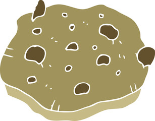 flat color illustration of a cartoon chocolate chip cookie