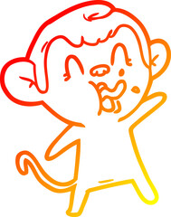 warm gradient line drawing crazy cartoon monkey