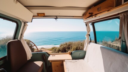 Naklejka premium View from the camper van Generative AI