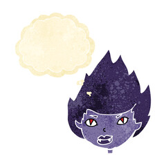 cartoon vampire head with thought bubble